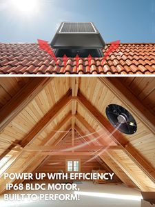 Ventilador de Techo Solar de 25W, Ultra Silencioso, Motor sin Escobillas, IP68, Ventilador de Extracción para Ático, Acero Galvanizado Negro - Product Image 4