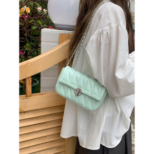 Women's Chain Shoulder <b>Bag</b> Quilted Diamond Pattern Lock Closure Crossbody <b>Bag</b> <b>Small</b> Size Everyday Casual Use Green <b>White</b> Black - Product Image 5