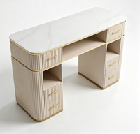 Station de manucure moderne de luxe en bois et marbre avec collecteur de poussière pour salon de manucure