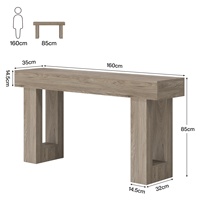 Tables console longues de 63 pouces pour entrée Grande table de canapé derrière le canapé Table d'entrée en bois gris Console industrielle