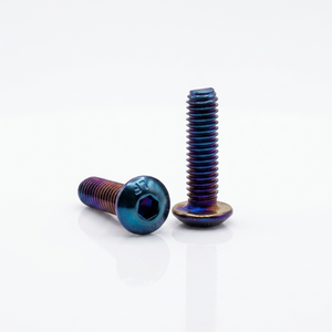 Vis à tête ronde hexagonale M4 x 16 mm bleues brûlées – Clous de remplacement pour repose-pieds de moto (couleur titane) - Product Image 1