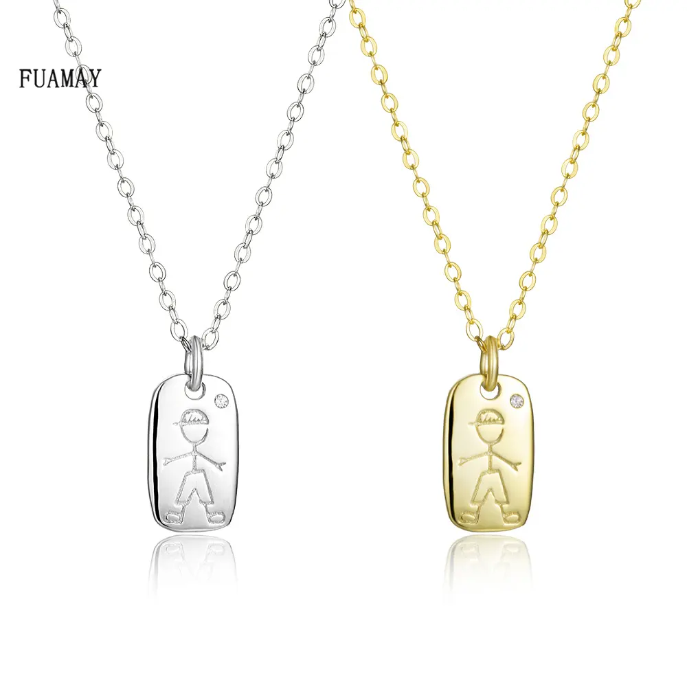 FUAMAY Collares ParaMujerファッションジュエリーネックレス18Kゴールドメッキナゲットボーイネックレスペンダント