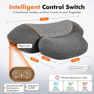 Almohada Masajeadora de Cuello para Alivio del Dolor Muscular Profundo con Calor, Masajeador Inalámbrico Recargable con Tracción para la Columna Vertebral y Hombros - Product Image 2