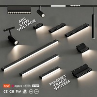 Sistema de Iluminación Magnética LED de 48V con Riel, Control Inteligente Tuya, Luces de Teja con Atenuador, Lámpara de Techo Empotrada para Interiores con Fuente de Alimentación