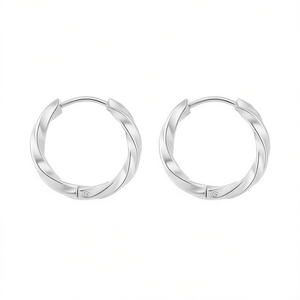 Amy Amy <b>Hoop</b> Earrings <b>Silver</b> Plated 2.5*18mm For Women Classic Style Jewelry Gift - Product Image 3