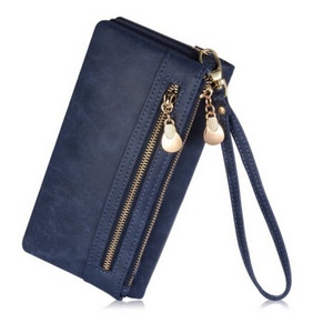 Boshiho Double Zipper Leather Lady Clutch <b>Wristlets</b> - Product Image 6