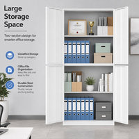 Archivador de Acero de Dos Secciones con Puertas con Cerradura, Gabinete de Almacenamiento de Oficina de Metal Blanco para Archivos, Documentos y Suministros