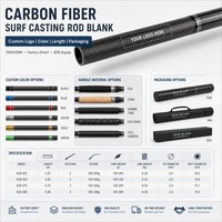 Canne à pêche de surfcasting en fibre de carbone Zeroring 14 pieds, 3 sections, pour la pêche en mer, fournisseur OEM ODM, logo personnalisé