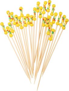 Hot bán dùng một lần màu đỏ và màu vàng đôi Bead tre trang trí trái cây thực phẩm món khai vị Picks <span class=keywords><strong>Stick</strong></span> - Product Image 4