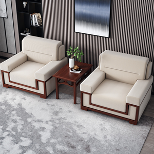 Canapé-lit de luxe moderne en cuir 2 places, ensemble de canapés de direction avec cadre en bois et éponge haute densité - Product Image 3