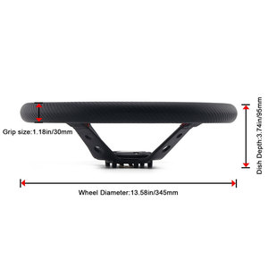 Volant de course RAS 345 mm, concave profond, texture carbone PU, 3 branches, pour modification automobile - Product Image 3