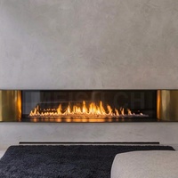 Kit d'allumage MEISU.CH avec télécommande, flammes panoramiques, foyer moderne en verre au ratio d'or, meuble de cheminée en métal, foyer à gaz
