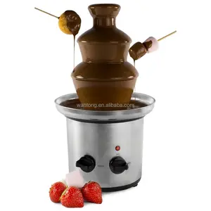 Electric Chocolate Fondue Fountain Machine Stainless Steel 4-Pound Capacity For Chocolate Candy Butter Cheese 3-Tier