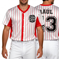 Kustomisasi Jersey Baseball Remaja Polos Sublimasi Cepat Kering Model Varsity dengan Garis Pink