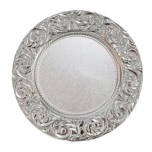 Party Supplies Dishes Plates Wedding Table Decor Round Silver Plastic Charger Plate