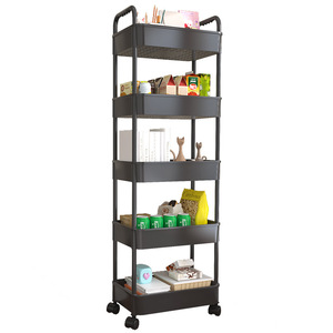 Customizable 4-Layer Movable Plastic Multi-Functional <b>Storage</b> <b>Cart</b> Rack for Bedroom Living Room Kitchen Bathroom-Huyo OEM Model - Product Image 2