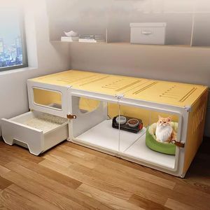 Full-Set Indoor Cat Apartment mit Schublade Katzen toilette Bett Hängematte Wasserzufuhr - Product Image 1