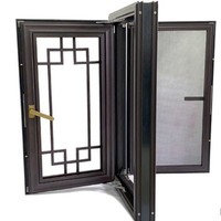 Fenêtre à battant en treillis chinois antique nouveau style de portes en alliage d'aluminium pour maisons modernes de style chinois cours fenêtre vintage