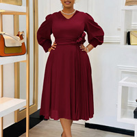 Robe midi en mousseline de soie taille plus, coupe évasée, couleur unie, tenue décontractée élégante pour le printemps, pour femmes