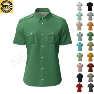 Custom Button Fishing Shirt <b>Sunscreen</b> Quick Dry Men's Solid Color T-shirt Casual Fishing Shirt - Product Image 1