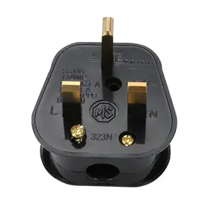 白色黑色英国标准插头三平插头ABS铜323组件插头用于DIY电线组英国电力电缆连接器