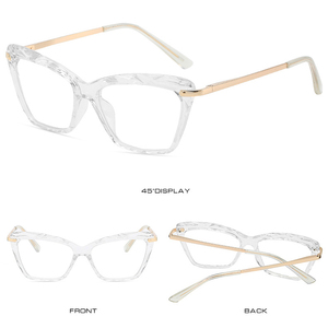 Designer Sunglasses Ce Standard Eyeglasses for Women <strong>Crystal</strong> Cat <strong>Eye</strong> Big Transparent <strong>Frame</strong> Glasses - Product Image 6