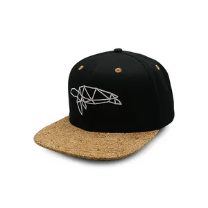 Wholesale High Quality Customized Sports Hats Woven Label Cork Brim Structured Custom Embroidery Logo Hats For Men Snapback Cap