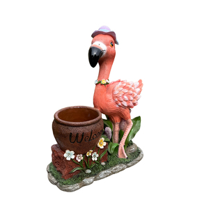 Maceta con Forma de Flamenco, Estatua Decorativa para Jardín, Letrero de Bienvenida, Adorno Único para Césped - Product Image 4