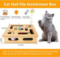 Boîte d'enrichissement interactive pour chat, griffoir et boîte de soin des ongles intégrée avec papier abrasif pour affûter les griffes de votre animal tout en le faisant jouer