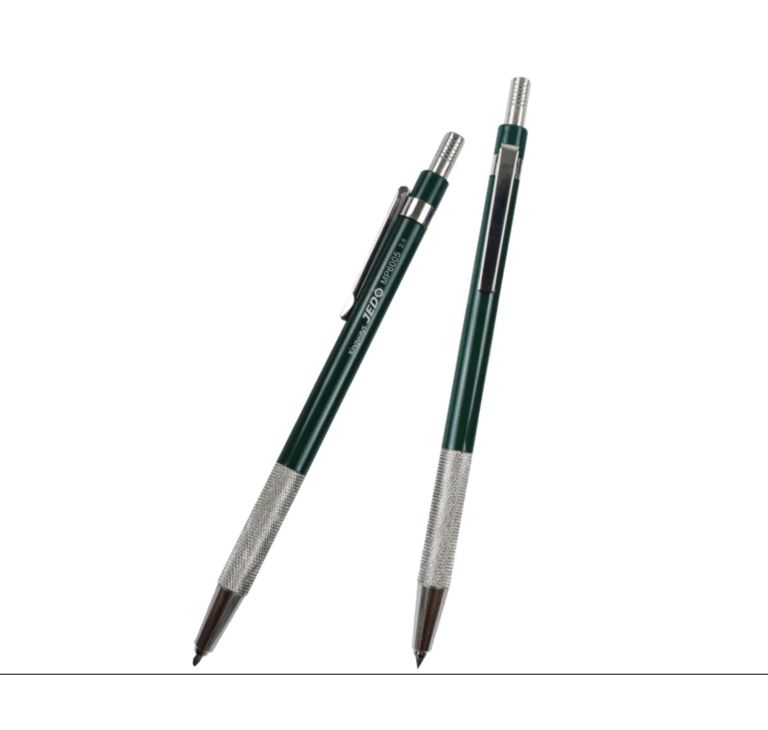 מותאם אישית ירוק צבע מתכת מכאני עיפרון 2.0mm עם מחדד על למעלה טיוטת ציור מתכת מכאני עיפרון ציור 2.0mm
