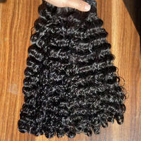 Extensions de cheveux naturels noirs bouclés et ondulés Jerry Burmese, 28 pouces, qualité 10A Remy, double trame tissée à la machine