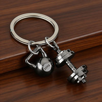 Porte-clés de sport et fitness en alliage de zinc, mini haltère et kettlebell, vente en gros d'usine, pour promotion de salle de sport, cadeau, ornement de sac