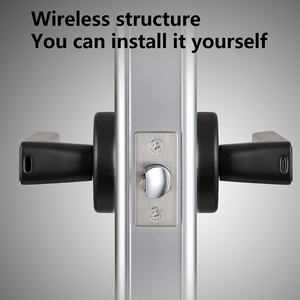 Serrure de <span class=keywords><strong>porte</strong></span> intelligente à empreinte digitale au design minimaliste moderne, poignée biométrique en bois avec application WIFI TUYA - Product Image 6