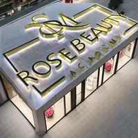 Enseigne publicitaire rétroéclairée en acier inoxydable sur mesure avec miroir LED, étanche, pour utilisation en extérieur, avec affichage personnalisable