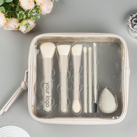 Ensemble de 7 pinceaux de maquillage de qualité supérieure avec étui transparent, manche en crème, outils cosmétiques professionnels pour débutants, OEM ODM