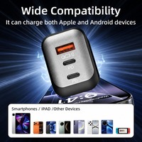Pengisi Daya Ponsel USB+2PD QC2.0 Multi-Port USB-C/USB-A 12W Pengisian Cepat untuk Adaptor Perjalanan AS/EU/UK untuk iPhone Samsung