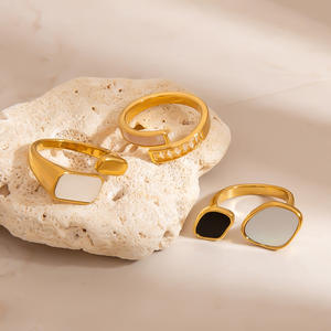 Geometric Open <b>Ring</b> Women's Fashion Jewelry U Shape Gold Tone Irregular Design Gift Accessory - Product Image 3