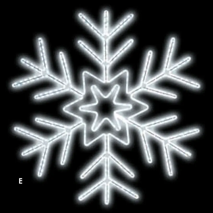 Grand motif de flocon de neige LED imperméable IP65 pour l'extérieur, silhouette de flocon de neige pour les affichages commerciaux