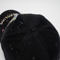 Casquette de baseball noire, peinte à la main, motif floral, design personnalisé, détails de peinture éclaboussée, sangle réglable, unisexe, streetwear