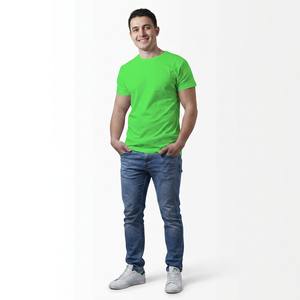 T-shirts en coton 100 % personnalisés pour hommes – T-shirt uni jaune ajusté et tendance en maille pour garçons – Collection 2026 - Product Image 1