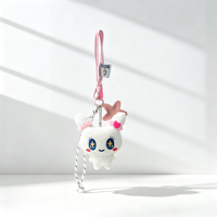 Porte-clés Lapin en Peluche Personnalisé avec Logo, Dessin Animé Tendance, Pendentif de Sac Doux en Forme de Lapin Rembourré, Breloque Étoile, Impression Numérique, Corde Tressée pour Filles