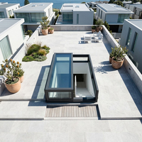 Fenêtre de toit coulissante en aluminium sur mesure en forme de L pour escalier et terrasse, étanche, pour projet de luminisation naturelle