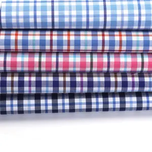 Yongteng थोड़ा प्लेड व्यापार आकस्मिक सूती धागे रंगे पाँपलीन stocklot कपड़े के लिए पुरुषों की शर्ट