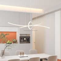 Luminaire suspendu LED moderne minimaliste à courbes croisées et anneaux, 3 couleurs changeantes, pour salle à manger, îlot de cuisine