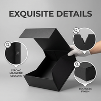 Boîte cadeau rigide en carton biodégradable, pliable, de style valise, noir mat, de luxe haut de gamme, avec logo personnalisé, fermeture magnétique