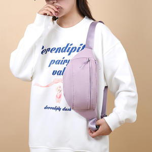Sac de poitrine uni pour femme, violet, avec poche avant zippée, sac bandoulière portable pour tenues quotidiennes, hiver 2025 - Product Image 1