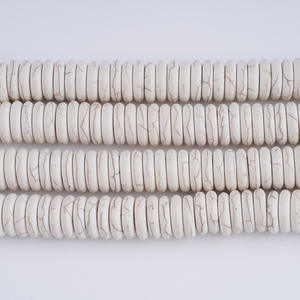 Perles d'espacement circulaires en pierre de pin synthétique blanche, faites à la main, pour bracelets et colliers DIY, composants de bijoux transfrontaliers - Product Image 5