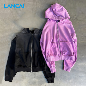 Lancai Streetwear Men Drop Shoulder Washed Boxy Oversized Hoodie Custom Printed 100% Heavy Cotton Graphic Hoodies Unisex - Product Image 3