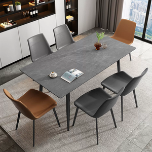 Sang trọng hình chữ nhật bàn ăn với thiêu kết đá đầu và kim loại chân mở rộng bằng đá cẩm thạch đồ nội thất nhà bếp cho khách sạn - Product Image 2