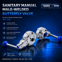 Válvula de Mariposa Higiénica DIN-11851 Macho para Soldar SMS Macho Roscada/Soldada GS